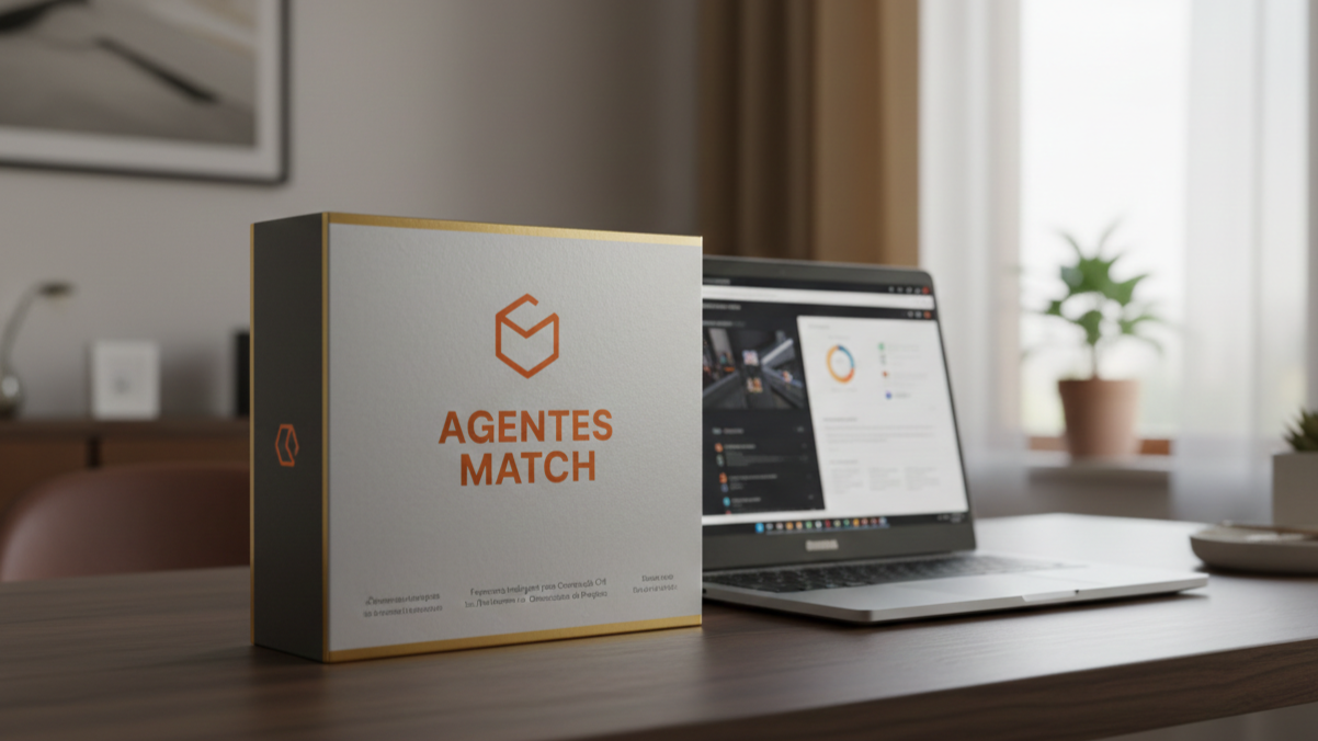Caixa dos Agentes Match com painel aberto no notebook